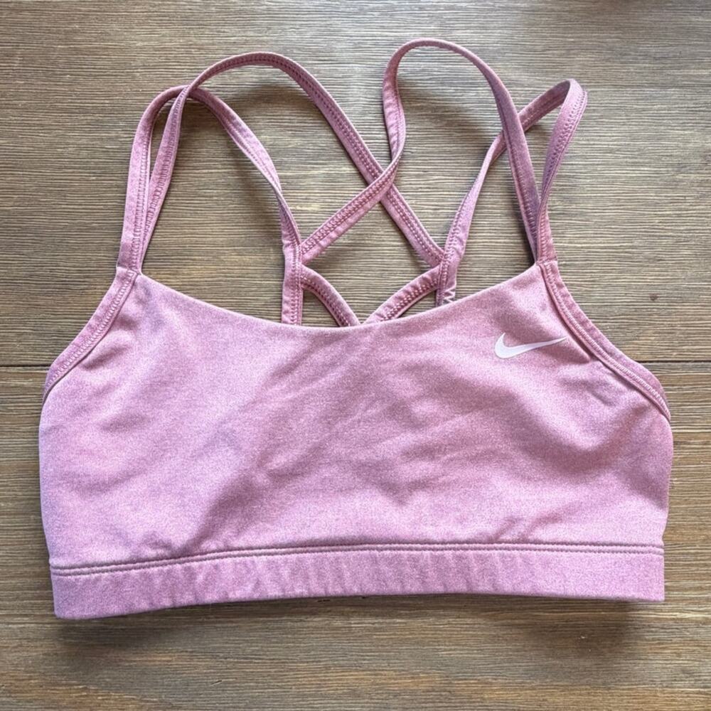 Nike Dri-FIT Strappy Sports Bra Pink Heather Women's Small